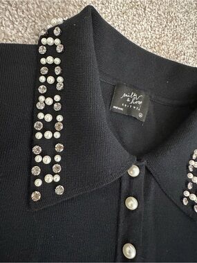 Milk and Honey Embellished Collar Black Sweater – Size M (Fits Small)